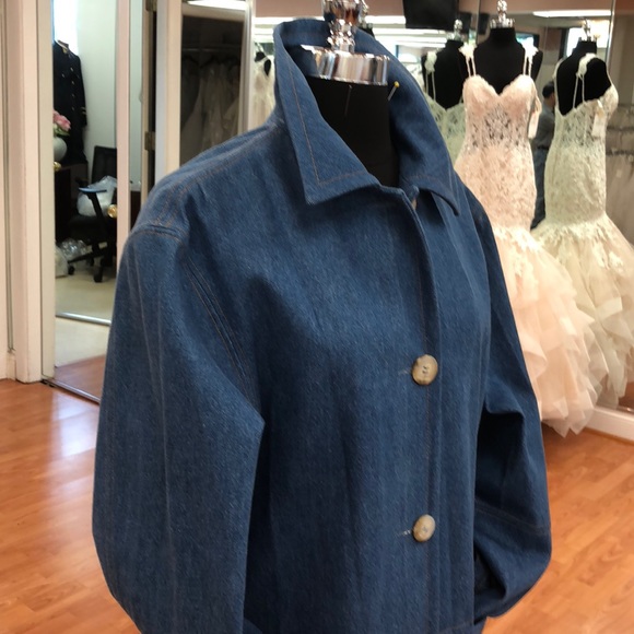 Women’s single breasted denim pea coat, made in US - Picture 4 of 8